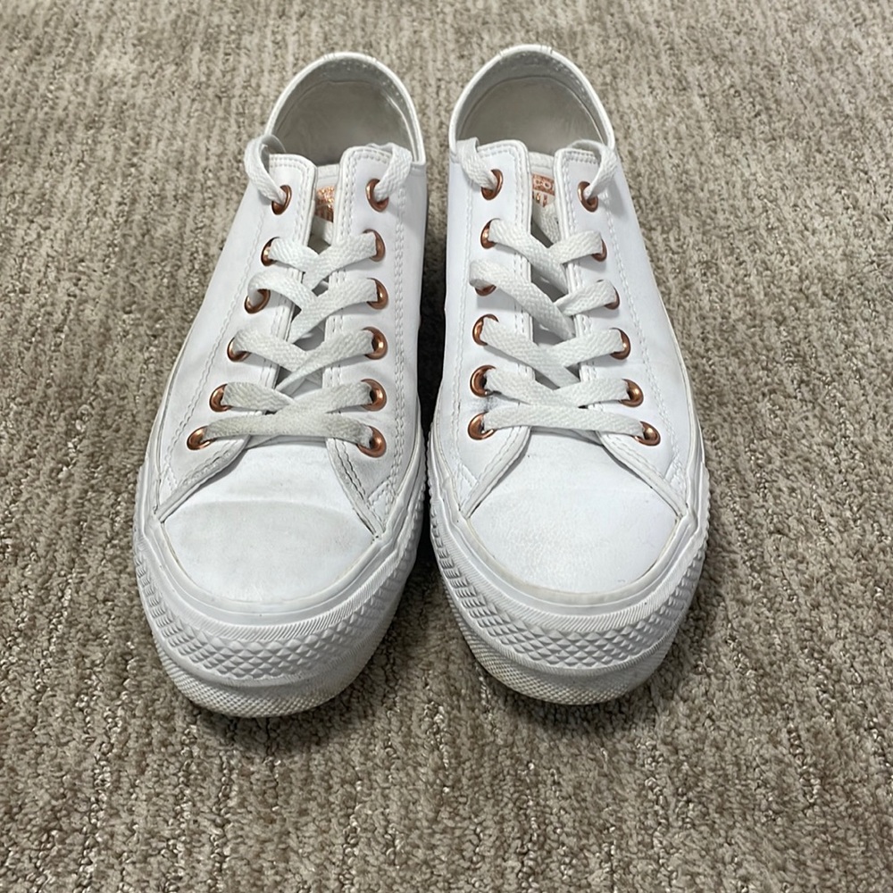 White Converse with rose gold accents!